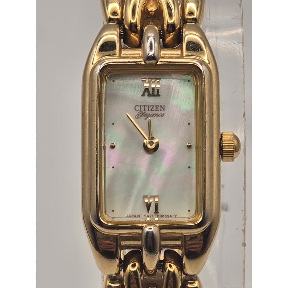 Citizen Watch Elegance 5421 Mother of Pearl Gold Tank Vintage Coquette Y2K